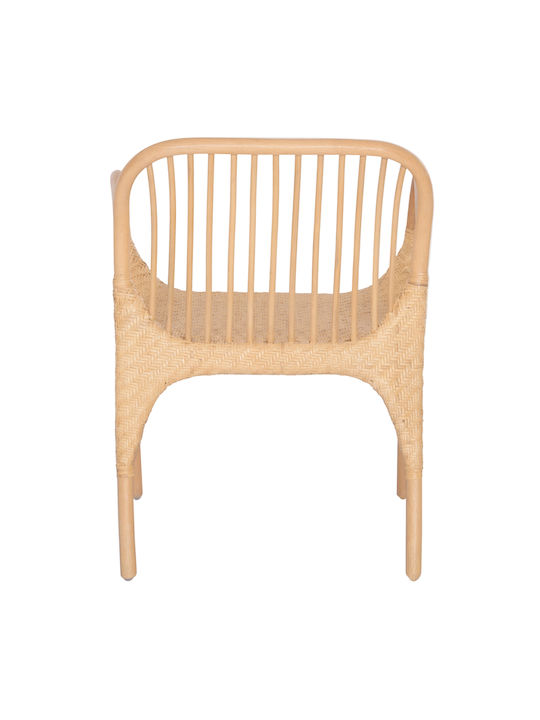 Gibbon Dining Room Wooden Armchair Natural Rattan 62x55x82cm