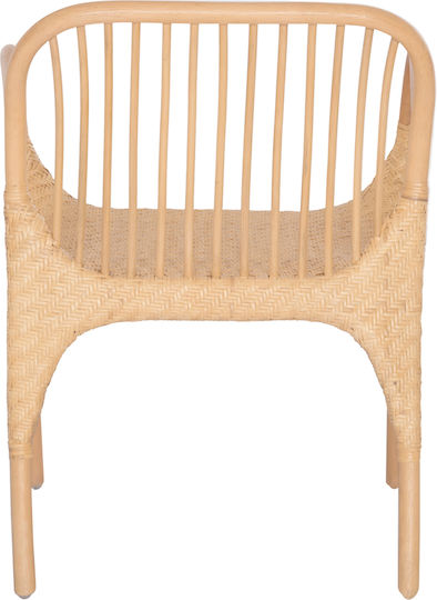 Gibbon Dining Room Wooden Armchair Natural Rattan 62x55x82cm