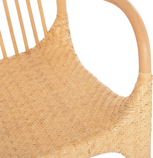 Gibbon Dining Room Wooden Armchair Natural Rattan 62x55x82cm