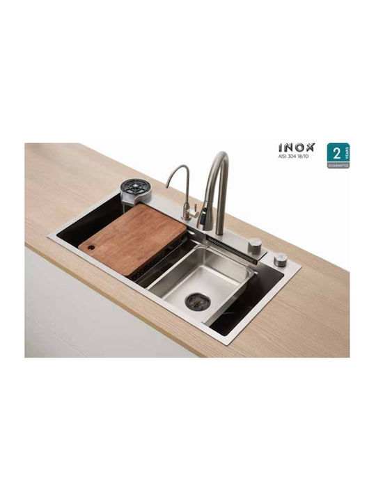 Tema Drop-In Sink Inox with Faucet W80xD45cm Silver