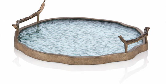 Wedding Tray made of Glass Silver 1pcs