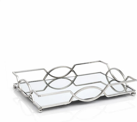 Wedding Tray made of Metal with Mirror Silver 1pcs