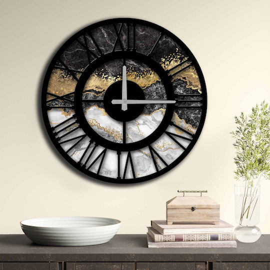 HomeMarkt Античен стенен часовник Дърво Черен Ø50см