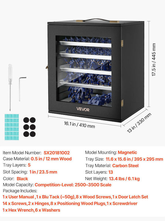 Vevor Wooden Storage Box with Lid Transparent 1pcs
