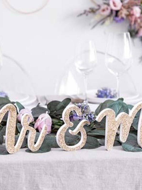 Xfood Holz Tischdekoration Gold Mr & Mrs