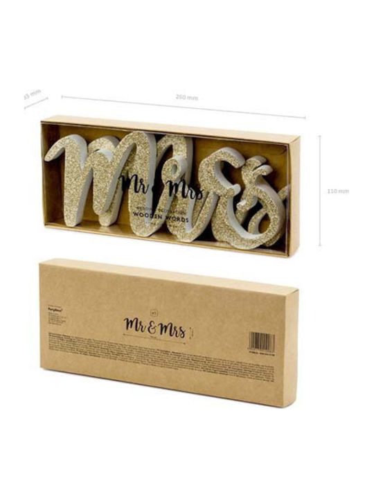 Xfood Holz Tischdekoration Gold Mr & Mrs