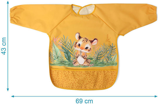 Kiokids Αδιάβροχη Ποδιά Υφασμάτινη με Μανίκια Κίτρινο για 4 m+
