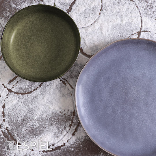Espiel Etna Serving Plate Deep Ceramic Green with Diameter 21cm 4 Pieces