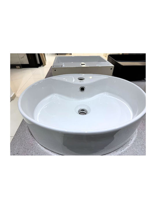 Tema Einbau Badezimmerwaschbecken Porzellan 52x42x15cm Weiß