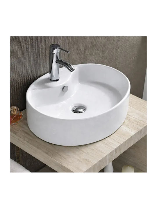 Tema Einbau Badezimmerwaschbecken Porzellan 52x42x15cm Weiß