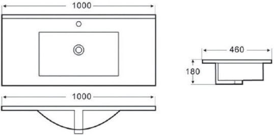 KLP Piccolo Ένθετος Νιπτήρας Πορσελάνης 82x46x18cm Λευκός