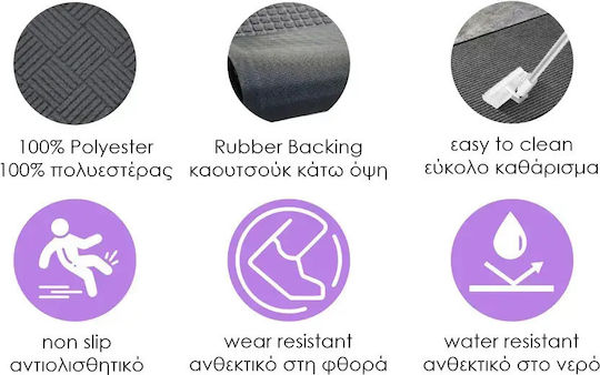 Home Use Праг за вход Антиплъзгащ Правоъгълена от Каучук Сив 60x40бр с дебелина 5мм