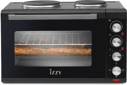 Izzy IZ-8015 Electric Countertop Oven 48lt with 2 Burners Black