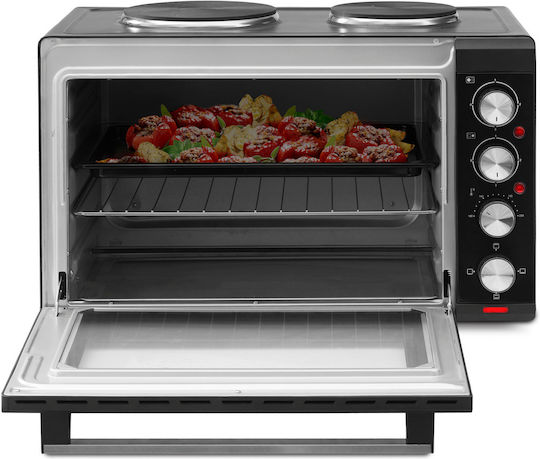 Izzy IZ-8015 Electric Countertop Oven 48lt with 2 Burners Black