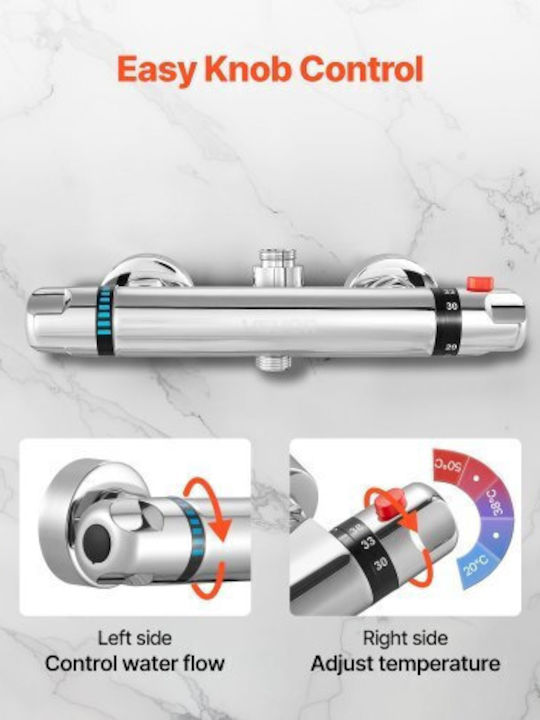 Vevor Mixing Shower Shower Faucet Thermostatic Silver