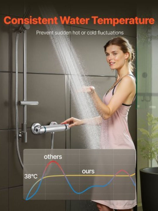 Vevor Mixing Shower Shower Faucet Thermostatic Silver