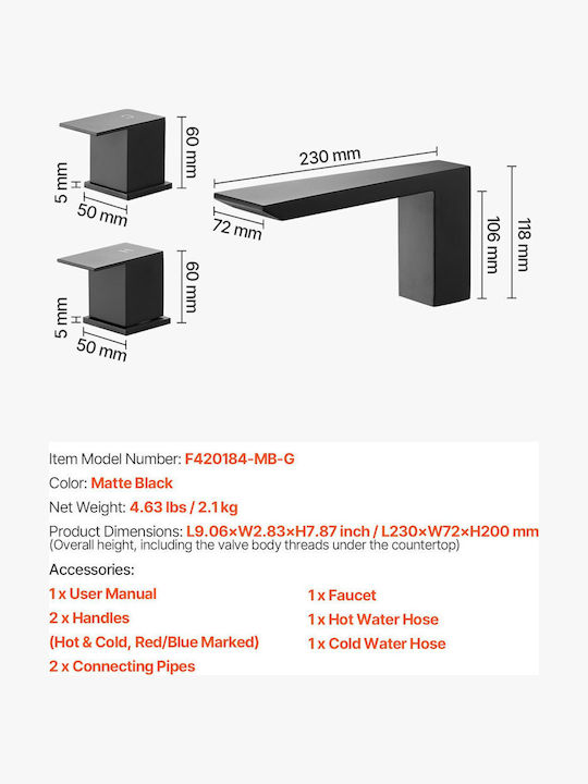 Vevor Mixing Bathtub Shower Faucet Black