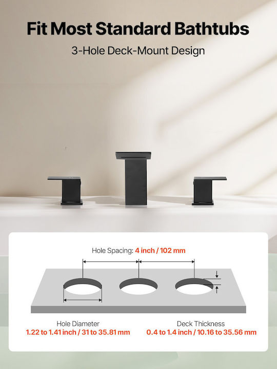 Vevor Mixing Bathtub Shower Faucet Black
