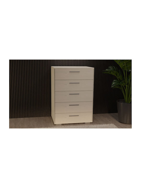 Wooden Chest of Drawers with 5 Drawers Oaks 60x45x90cm