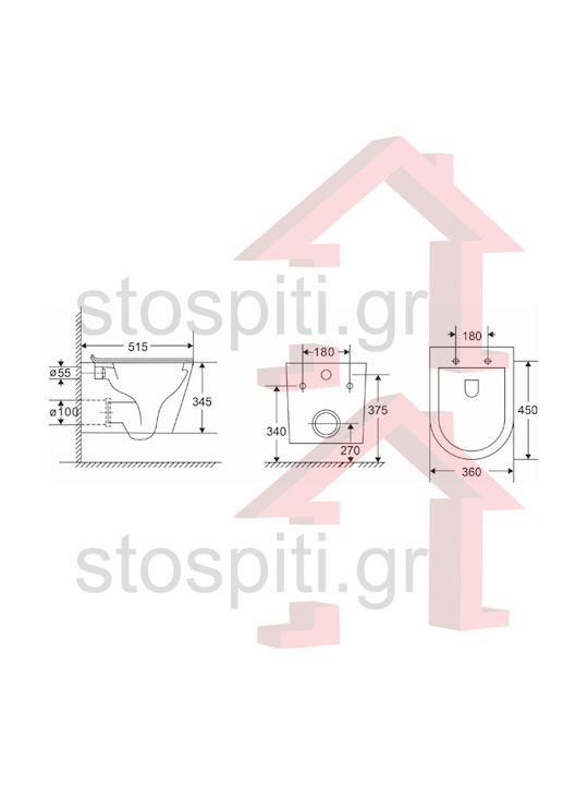 Karag Λεκάνη Κρεμαστή Rimless με Κάλυμμα Soft Close Λευκή