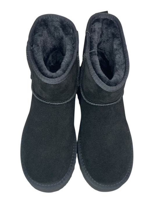 Suede Women's Ankle Boots with Fur Black GY-08228-1-6