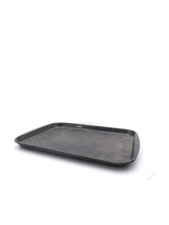Dianomiki Fast Food Rectangular Serving Tray with Handles in Black Color 28x20cm 1pcs