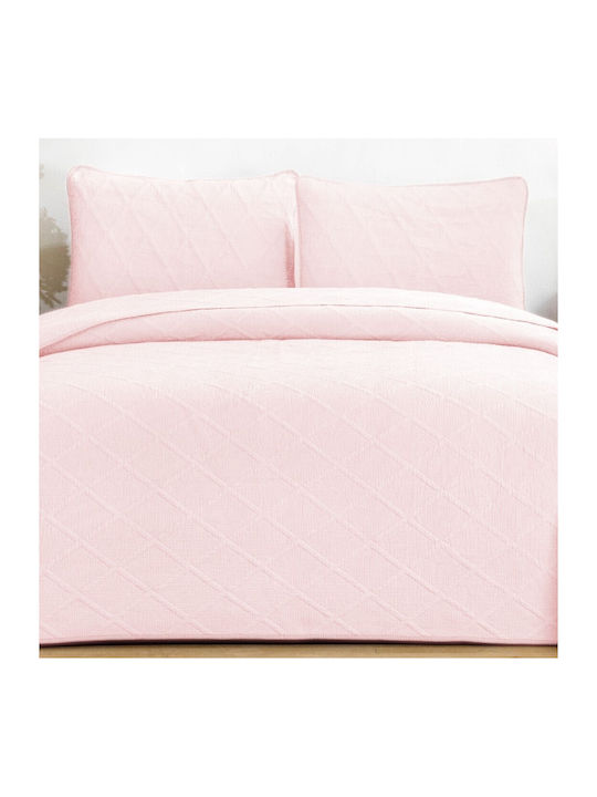 Down Town Home Diamond Σετ Κουβερλί Μονό Βαμβακερό Pink 170x240cm 2τμχ