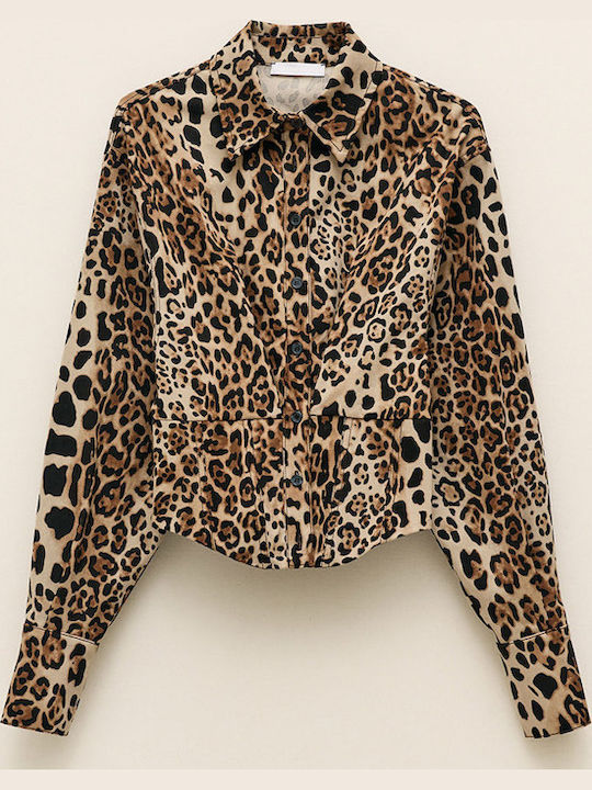 Long Sleeve Women's Shirt Animal Print