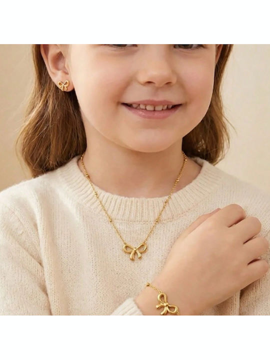 Gold Plated Kids Necklace Family Steel with Chain KIDNE-10