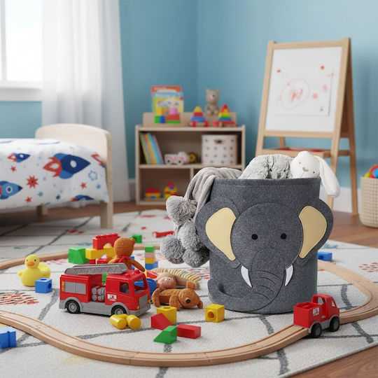 Queen Mother Children's Fabric Storage Basket Elephant Gray 35x35cm