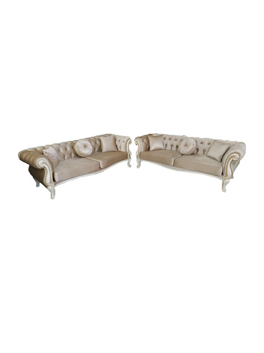 Chesterfield Royal Living Room Furniture Set 3-Seater & 2-Seater Εκρού