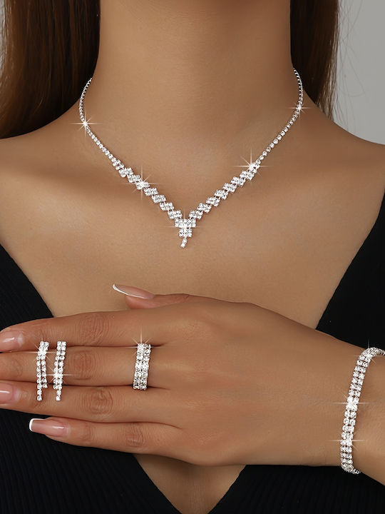 Set With Necklace Earrings Ring & Bracelet