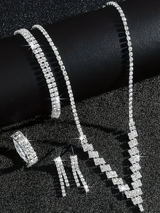 Set With Necklace Earrings Ring & Bracelet