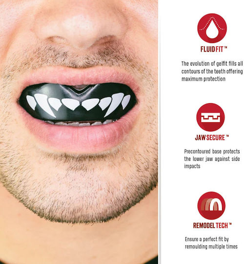 Safejawz Extro 2.0 Black Fangz Senior Protective Mouth Guard Black