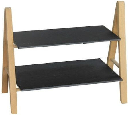 BigBuy Πέτρινη Εταζέρα 2 Ορόφων Μαύρη Π20xΜ27.5xΥ38cm