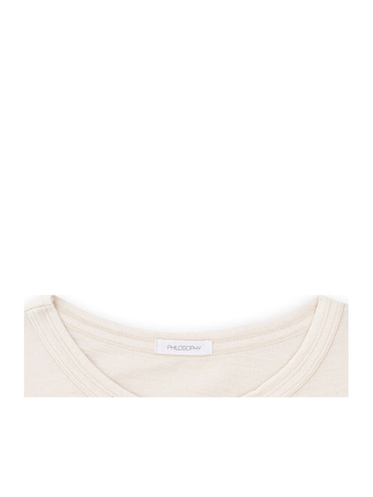 Damen Crop Top Aus Baumwolle Kurzärmelig Vanille