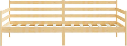 Single Wooden Sofa Bed Natural for Mattress 90x200cm