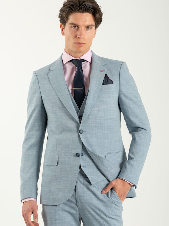 Men's Suit with Vest Light Blue