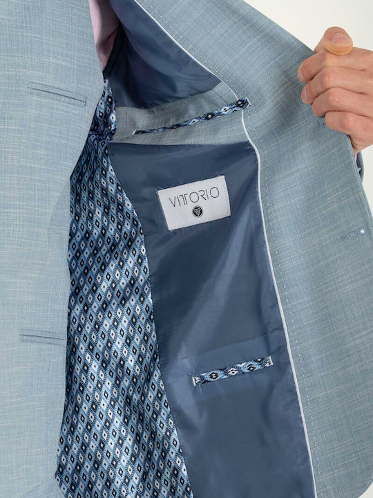 Men's Suit with Vest Light Blue