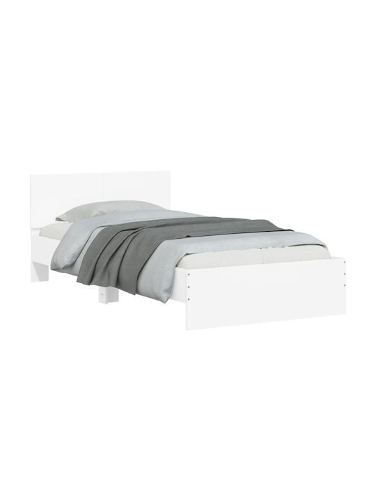 Single Wooden Bed White with Slats for Mattress 100x200cm