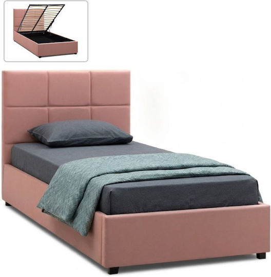Kingston Pat Single Roz cu Spațiu de Stocare & Lamele pentru Saltea 100x200cm