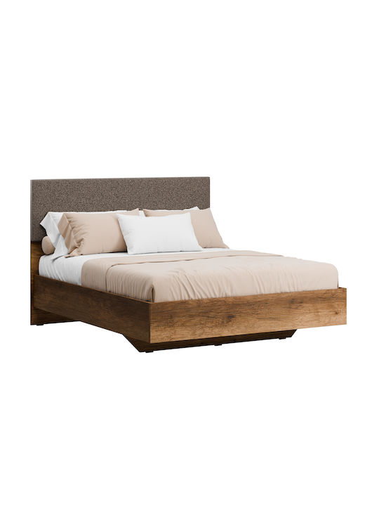 Oryana Bett Übergröße Gehäutet mit Stoff Nussbaum für Matratze 160x200cm