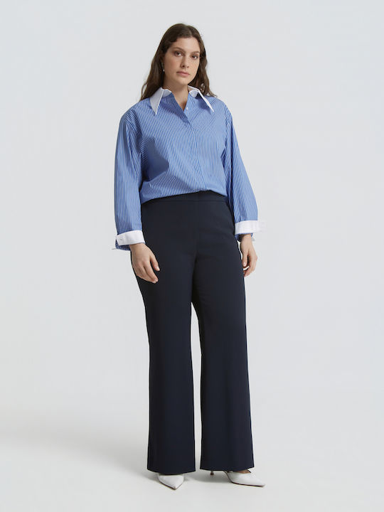 Pantaloni Dama Albastru Stil Costum Fit Relaxed 0003.2566.N.W-dark-blue