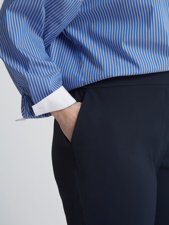 Pantaloni Dama Albastru Stil Costum Fit Relaxed 0003.2566.N.W-dark-blue