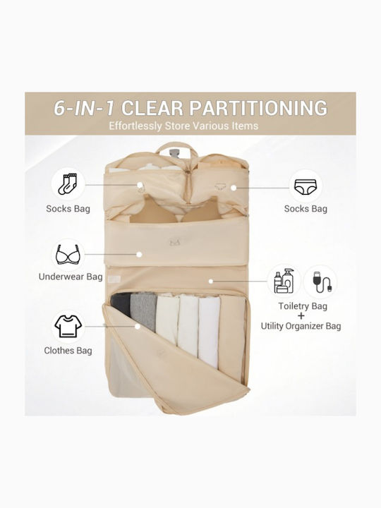 Miss Lulu Reise Koffer Beige mit 4 Räder