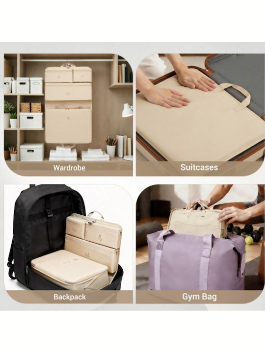 Miss Lulu Reise Koffer Beige mit 4 Räder