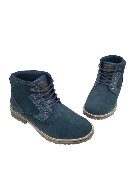 Suede Navy Μπλε Ανδρικά Μποτάκια