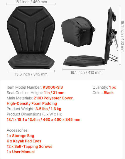 Vevor Scaun Pentru Canoe și Kayak