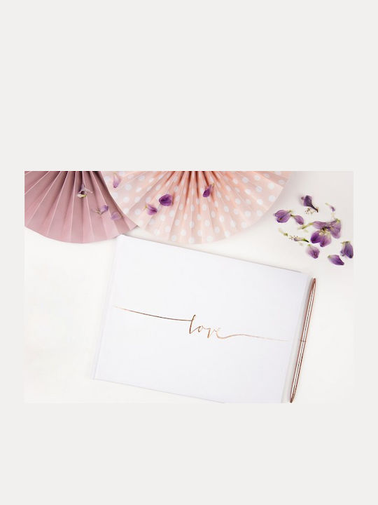 White Wedding Wish Book Love Rosegold Letters