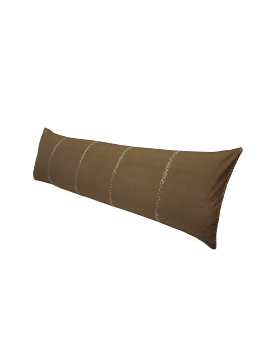 Body Pillow Olive Brown Pillowcase 50×160cm Ultra Sonic Quilted White Ideal for Pregnant Women & Side Sleep